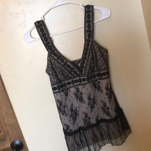 Guess black &cream lace top. Size medium